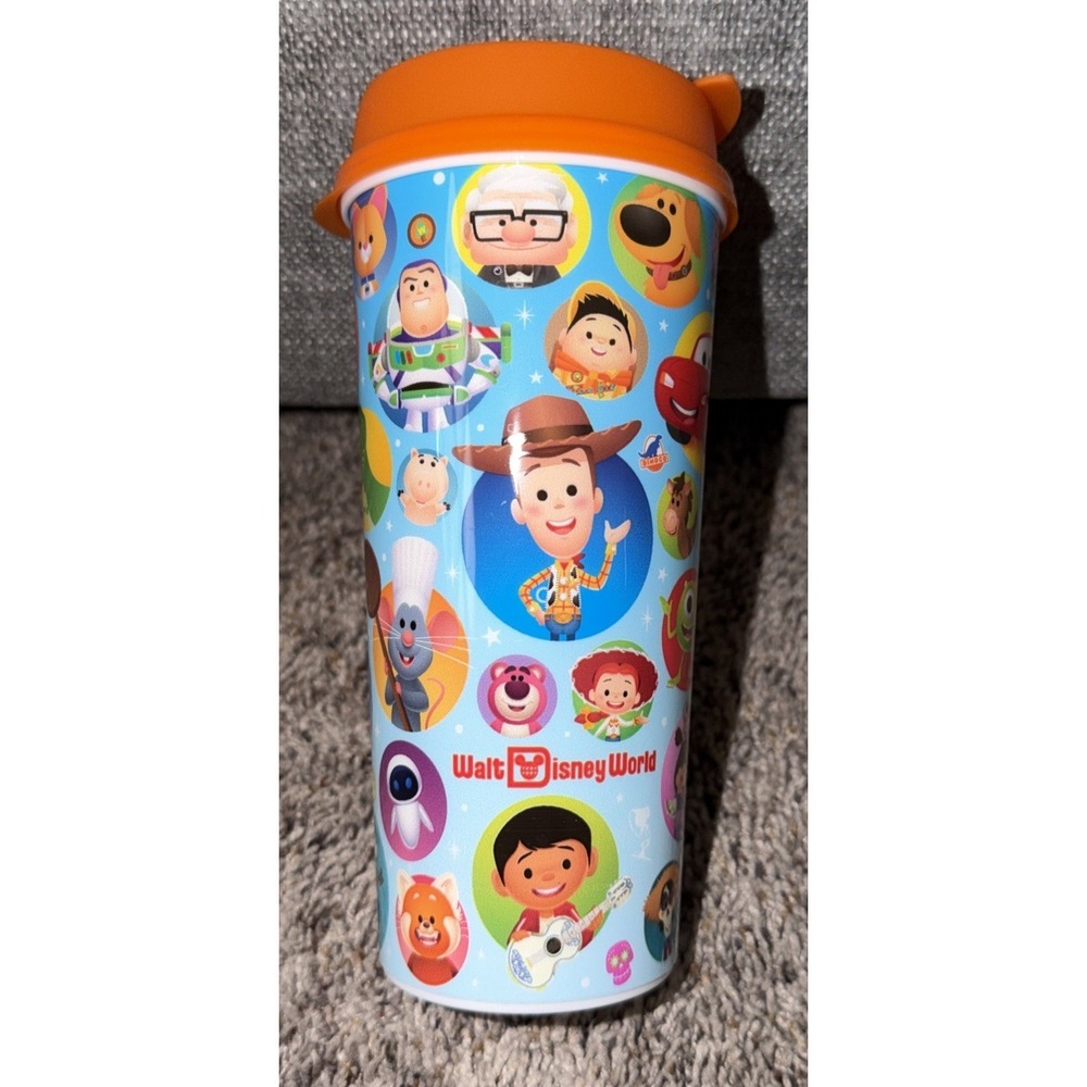 Walt‎ Disney World Resort Reusable Refillable 16OZ Mug Pixar Orange Lid